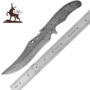 Damasco hoja en blanco hecho a mano espiga completa al por mayor hoja fija caza camping cuchillo decorativo multiusos - Product Image 4