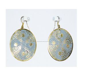 2024 Taiwán Ginkgo cuero verde 4 pares 20mm forma redonda martillado Ginkgo oro pendientes joyería verano ropa joyería - Product Image 4