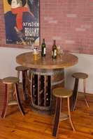 Ensemble de table ronde en fût de vin industriel vintage : base de support