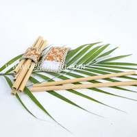 Ensemble de pailles en bambou bio avec anneau de serviette en Pandanus |   Pailles à boire 100% naturelles et durables pour les accessoires de bar de voyage modernes
