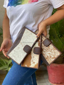 Portefeuille en cuir de vache, pour femmes, porte-cartes à cheveux, adapté pour journal intime - Product Image 3