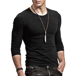 2025 camisetas de algodón 100% ajustadas con cuello redondo de manga larga, camisetas de alta calidad para la temporada de invierno, ropa deportiva para hombres, camisetas - Product Image 2