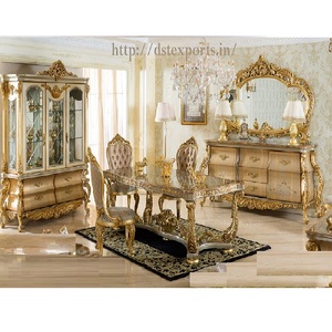 18 meubles de salle à manger au Design européen ancien, ensemble traditionnel de Table à manger doré sculpté - Product Image 1