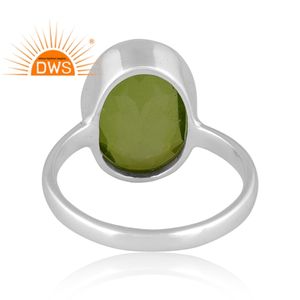 925 Plata de Ley fina doblete natural peridoto cuarzo piedra preciosa anillo apilable fabricante de joyas - Product Image 4