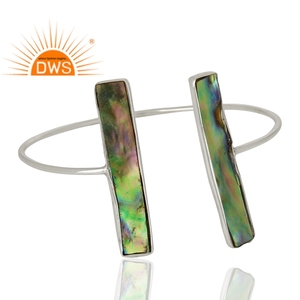 Abalone Shell Gemstone Cuff Bangle Jewelry Wholesale New Designer 925 Sterling Fine <b>Silver</b> <b>Girls</b> Bangle Supplier - Product Image 2