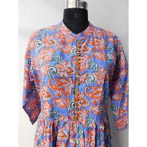 Vestido Largo Étnico Informal Moderno de Diseño Artesanal con Estampado Floral Bohemio para Fiesta, Primavera, Estilo Jaipuri, para Mujer - Product Image 3