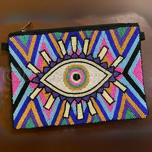 Böhmische Perlen Handarbeit Form Tringle Eye Clutch Tasche mit Kette bunte Perlen Clutch Tasche Boho Lifestyle Frau