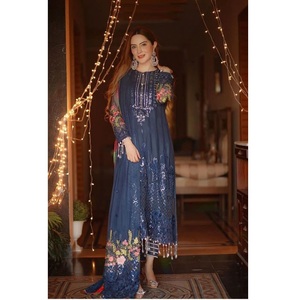 ชุดเดรสปาร์ตี้ 3 ชิ้น สีสันสดใส ผ้าลอน ขายดีมาก ชุดสตรีแบบปากีสถาน ชุดอินเดีย สำหรับฤดูร้อนและฤดูหนาว - Product Image 1