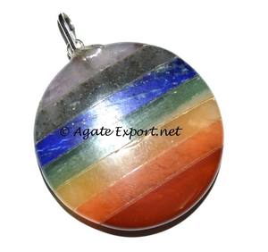 Colgante de disco de Chakra unido Comprar colgantes de metal de Chakra Colgante de piedra de ágata natural - Product Image 1