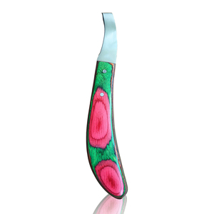 High Quality Hoof Loop Knife with <b>Rainbow</b> Design Layered <b>Wooden</b> Handle Stainless Steel Farrier Tool Made in Pakistan - Product Image 1