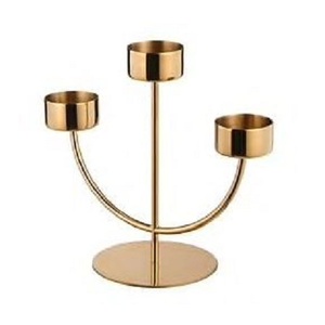 Juego de portavelas de aluminio de color dorado de dos portavelas de diferentes tamaños para uso doméstico en hoteles y restaurantes - Product Image 2