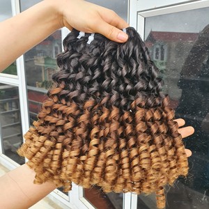 Cabello Humano Vietnamita de Múltiples Donantes, Cabello Rizado Pixie, Trama a Máquina, Colores Personalizables - Product Image 1