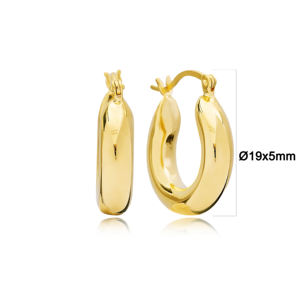 Leverback-pendientes de aro de 19 mm hechos a mano, joyería turca de Plata de Ley 925 - Product Image 2