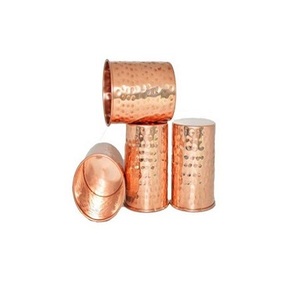 Verre à jus en cuivre martelé de qualité exclusive, design fantastique, forme ronde, verre à eau potable en vrac - Product Image 2