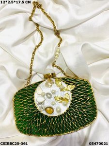 Handmade Designer Brass MOP <b>Clutches</b> for Ladies Exclusive Evening <b>Wedding</b> Mother of Pearl <b>Clutch</b> <b>Bag</b> - Product Image 5