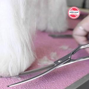 Tijeras curvadas de 7 pulgadas para aseo de perros, para adelgazamiento de perros, con 32 dientes, de acero inoxidable, japonesas - Product Image 5