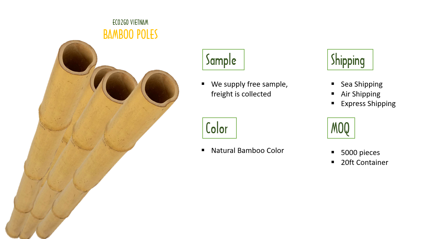 Wholesale Raw Material 2022 Bamboo Pole For Construction Vietnam From High Quality Bamboo And Good Price From Eco2go Vietnam