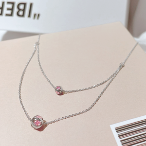 Collier à maillons en argent sterling 925 avec zircon rond vintage pour fête de fiançailles ou cadeau pour femme - Product Image 3