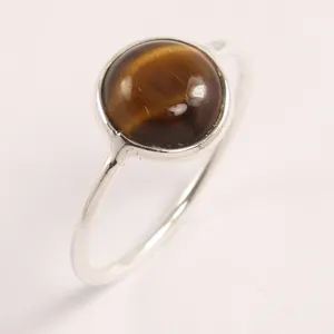 Tiger's Eye 925 Sterling Solid Silver Handmade Rings Tiger's Eye Silver Jewelry Natural Tiger's Eye Brown Stone Rings for Women