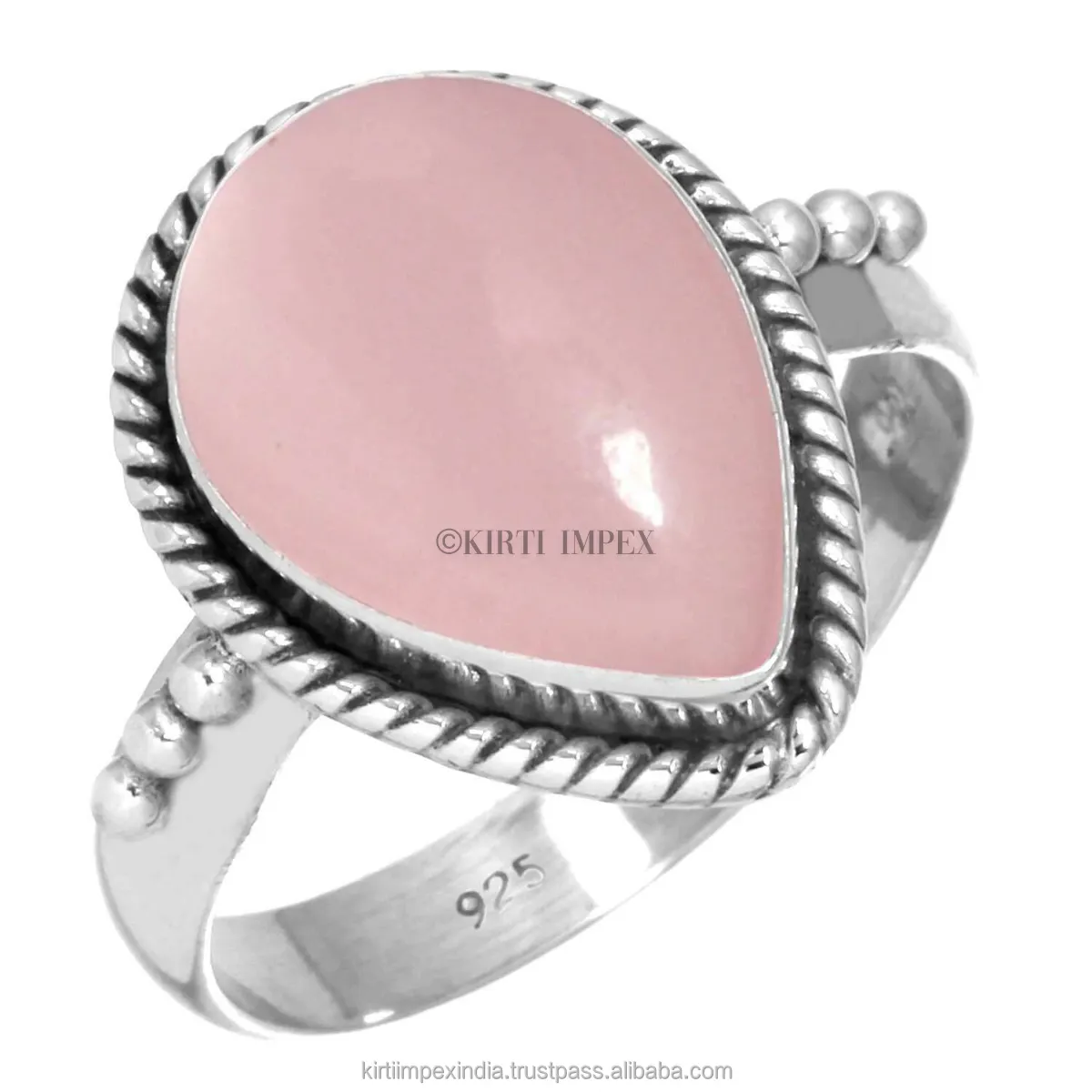 Chic Midi Handgemaakte Sieraden Rose Quartz Unieke Ontwerpen Zilveren Overlay Boho Ringen Vintage Vrouwen Sieraden Voor Retailers