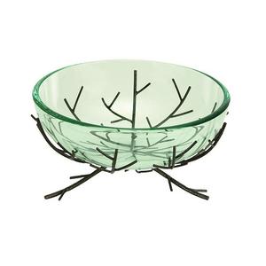 Bol de service à fruits en verre design avec support en fer Bol décoratif de table de qualité supérieure pour la maison - Product Image 3