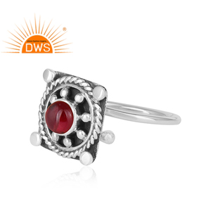 Natural Garnet Gemstone Sterling Silver Oxidized Vintage Design <b>Ring</b> For Women For Women Gift For Her <b>Dainty</b> Collection - Product Image 2
