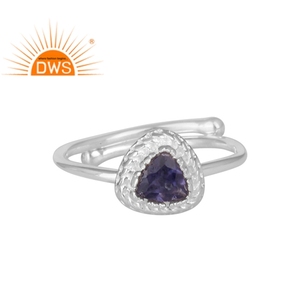 Beautiful Iolite Gemstone <b>Ring</b> Jewelry Supplier <b>Set</b> 925 Sterling <b>Silver</b> Adjustable Band <b>Ring</b> Jewelry Manufacturer - Product Image 1