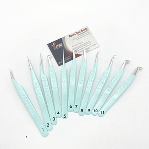 Pince à cils à pointe de volume personnalisée professionnelle couleur menthe enduit acier durable 90 45 degrés pince à cils à poignée cardiaque - Product Image 3