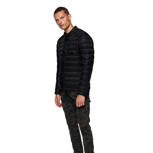 Chaqueta acolchada negra de invierno informal inteligente para hombre, cuello levantado con cremallera, tela de lana, servicio OEM hecho en Pakistán - Product Image 3