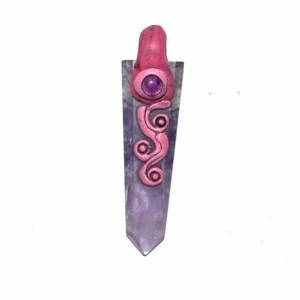 Pendentifs tibétains en améthyste, crayon plat, pendentifs - Product Image 2
