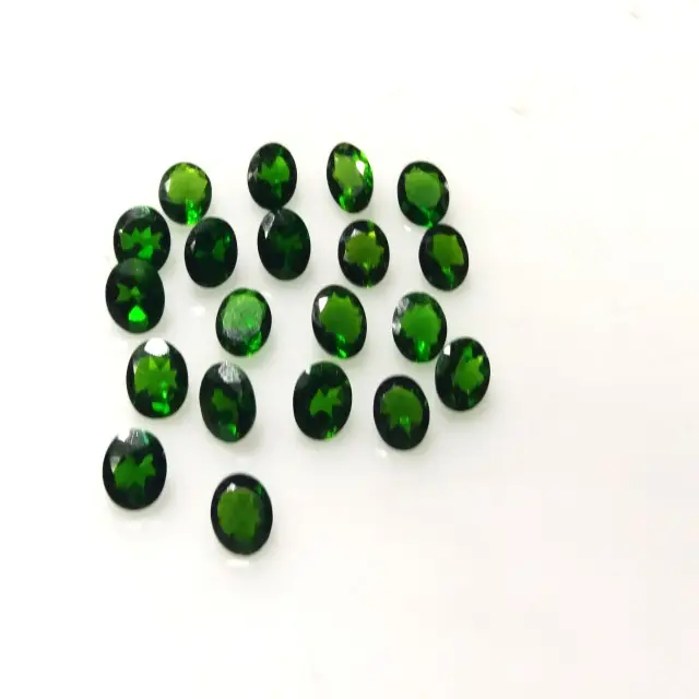 Loose gemstone natural oval cut green chrome diopside
