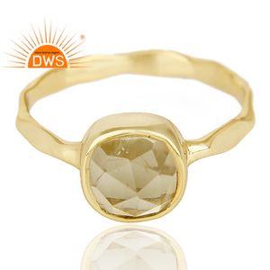 ทุบแหวนเงินแท้925ผู้ผลิตเครื่องประดับทองชุบเบาะรูปร่างมะนาวบุษราคัมตัดเครื่องประดับแหวน - Product Image 2