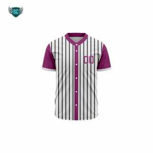 Maillot de baseball blanc personnalisé à fines rayures avec manches marron boutonnées Chemise de sport d'équipe personnalisée - Product Image 2