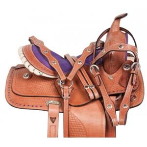Juego de sillines ingleses de cuero genuino Premium Barril Racing Western Horse Tack en varios colores Múltiples tamaños 14 \ "-18 \" - Product Image 2
