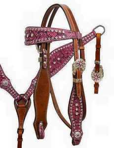Cabeza de caballo occidental de cuero genuino con estampado de serpiente, pasador y plato con hebilla de cristal de lujo, tachuelas para montar a caballo, venta al por mayor - Product Image 1