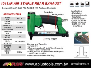 APLUS 1013JR Grapadora Neumática Industrial Verde con Escape Trasero, Doble Gatillo, Carga Inferior, Capacidad para 100 Grapas 10J, 1 Año de Garantía, 0V - Product Image 2