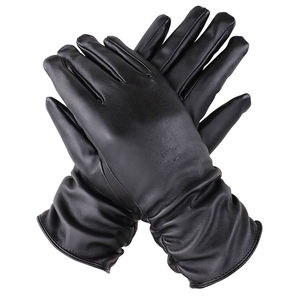 Gants en cuir pour femmes de mode d'hiver haut de gamme, coupe-vent, en cuir véritable, gants de conduite en cuir - Product Image 1