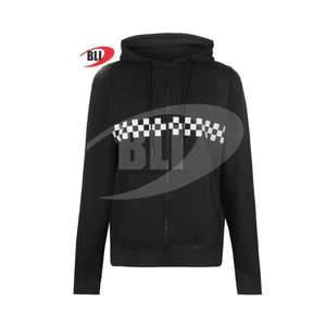 Meilleure qualité hiver hommes fermeture éclair sweats à capuche polaire pull personnalisé marque Logo motif à carreaux polyester polaire tissu - Product Image 3