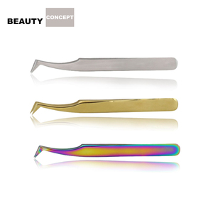 ที่หนีบขนตาสีทองทั้งชิ้นปลายแหลมทำจากสเตนเลสสตีลที่จับติดเพชร - Product Image 5