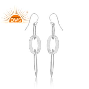 Boucles d'oreilles en argent pour femmes, montage de bijoux, en texture, argent fin et simple, produit de fabrication, 2020 - Product Image 3