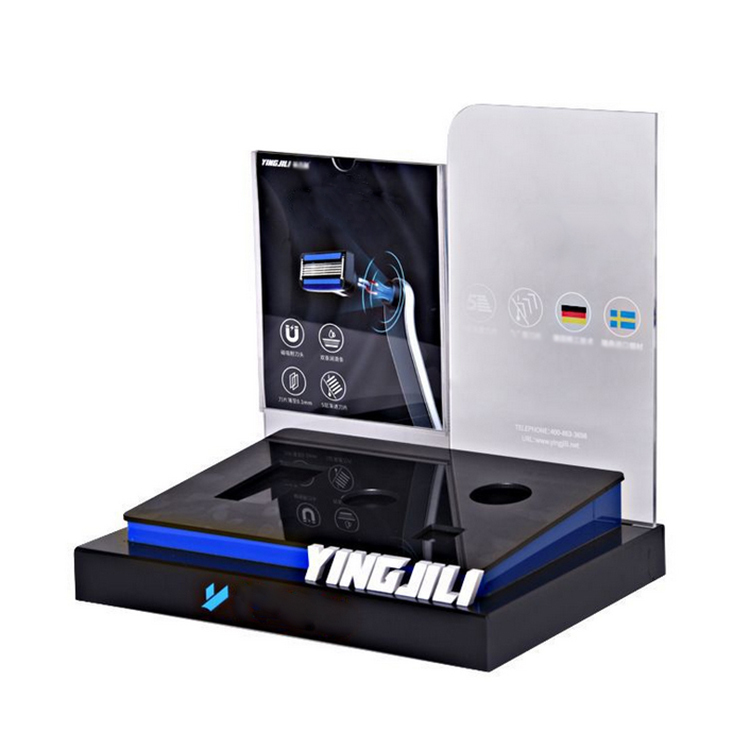 Apache Customized Light Duty Modern LED Acrylic Telephone Headset Holder Countertop Rack Single Sided Display Stand for