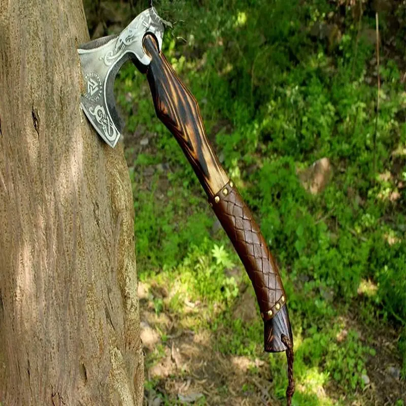 19 ''polegadas Personalizado feito à mão em aço carbono caça machado acampamento ao ar livre ferramenta