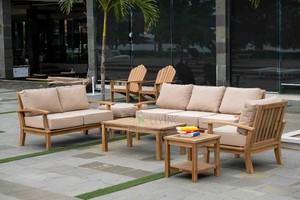 ชุดโซฟาไม้สักกลางแจ้ง BALE LIVING รุ่นโมเดิร์น พร้อมเบาะรองนั่ง 6 ที่นั่ง เฟอร์นิเจอร์สำหรับสวน ทนทานต่อสภาพอากาศ รองรับได้ 6 คน ราคาต่อรองได้ - Product Image 2