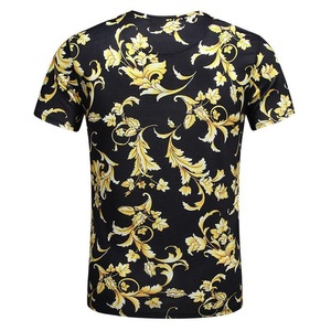 T-shirt tricoté pour homme à col rond 100 % coton, infroissable, écologique, respirant, à manches courtes, imprimé, léger, long, vente en gros - Product Image 1