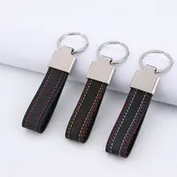 Benutzer definierte Farbe Näh linie schwarz schlichten veganen Leder Schlüssel bund