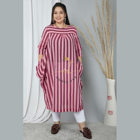 Robe élégante en coton décontractée pour femmes, manches régulières, col rond, Design rayé, poche Maxi Standard