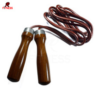 Cuerda para Saltar de Cuero con Alambre de Acero, Mango de Madera, Goma y PVC, Personalizable, Duradera, para Entrenamiento de Velocidad, Ejercicio y Fitness, de Alta Calidad