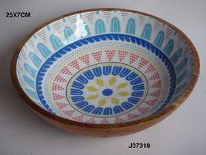 ชามสลัดไม้ลายดอกไม้ขายดี หรือ ชามเสิร์ฟสำหรับพาสต้า บะหมี่ อาหาร ชามสลัด ชามไม้มะม่วง - Product Image 2