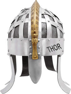 Casque de chevalier avec armure européenne, finition argentée, style médiéval, en métal, portable - Product Image 6