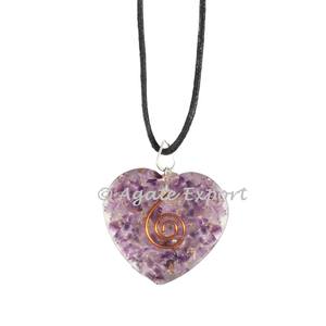 Pendentif Orgonite en pierre cœur, 1 pièce, améthyste, guérison, nouvel arrivage - Product Image 2